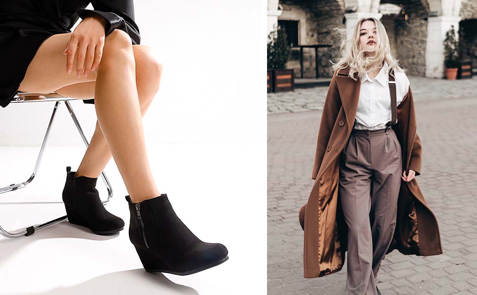 Comfortable wedge fashion booties for walking