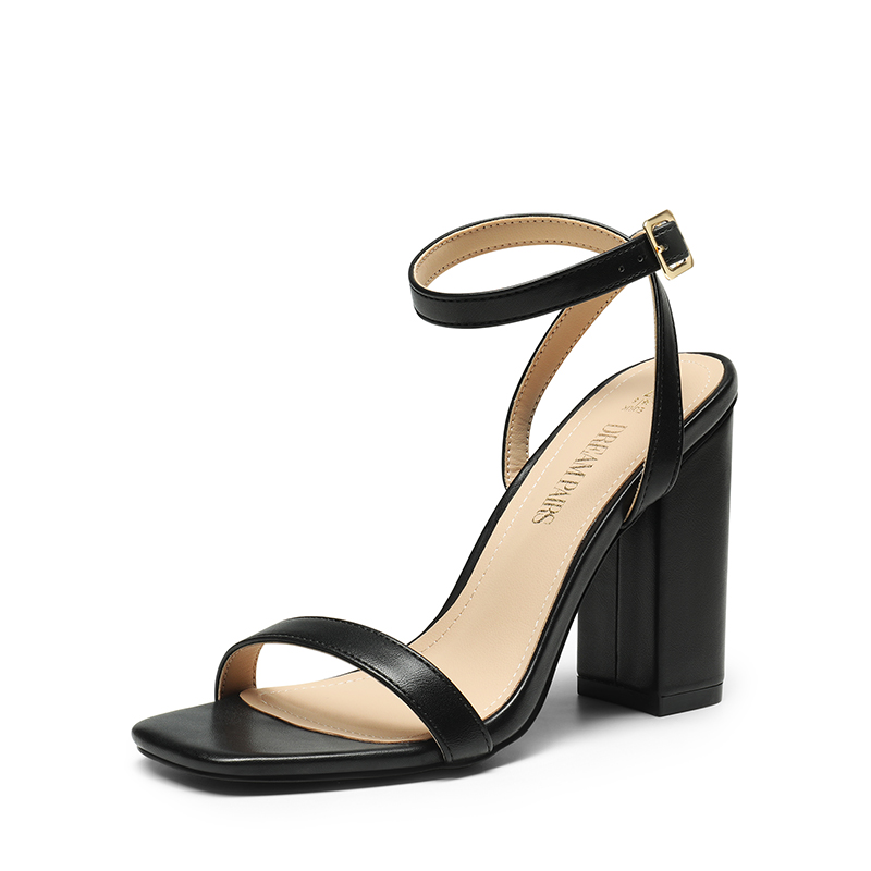Glitter Upper Comfort Block Heel Sandals