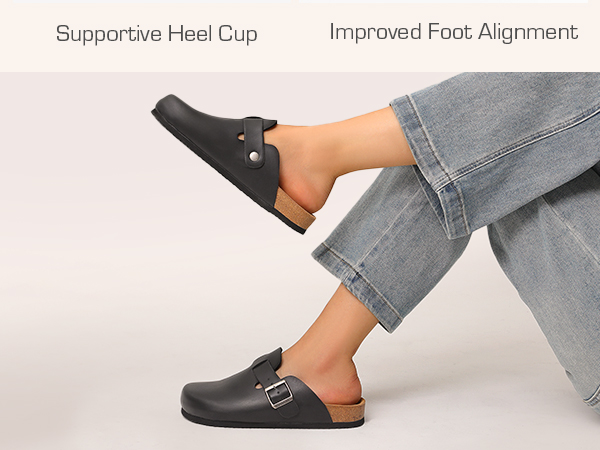 サンダル EASE BUCKLE MULES Round Toe Buckle Slip-on Mules-DREAM PAIRS