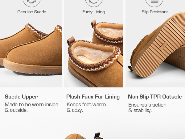  SLIPPER メンズ CHESTNUT Men's Slip-On Faux Fur Slippers-DREAM PAIRS