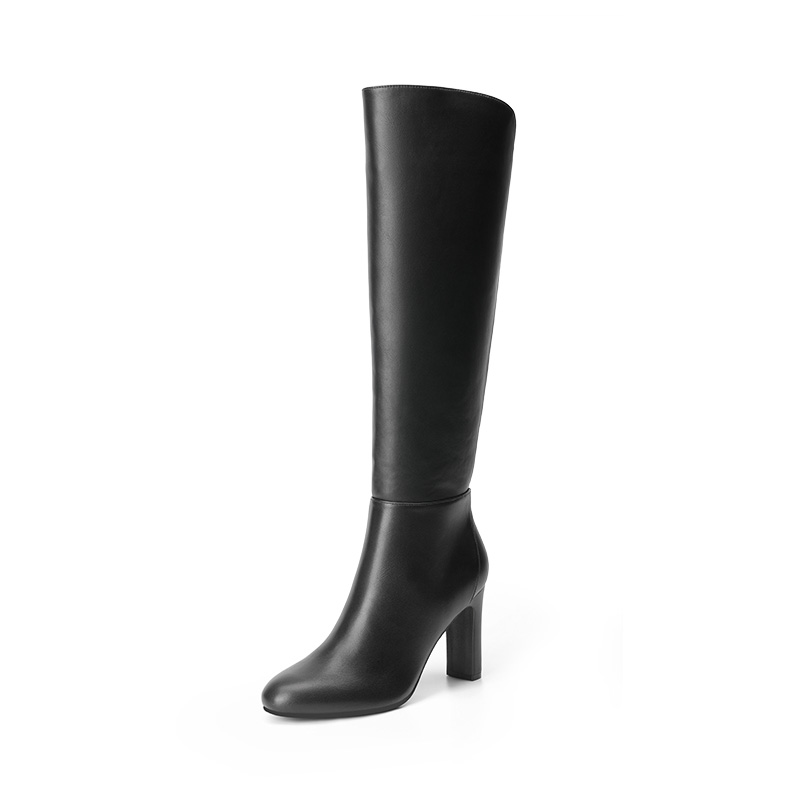 Almond Toe Chunky Knee-high Boots-DREAM PAIRS