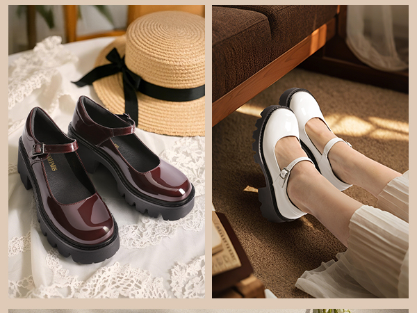 [MLB] Ground Chunky Mary Jane /追跡付 Mary Jane Block Heel Pumps