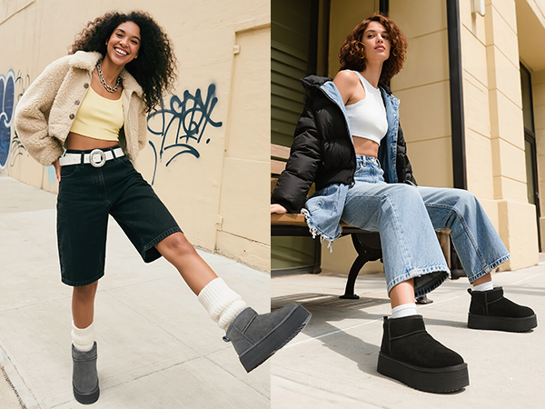 Suede Platform Mini Snow Boots