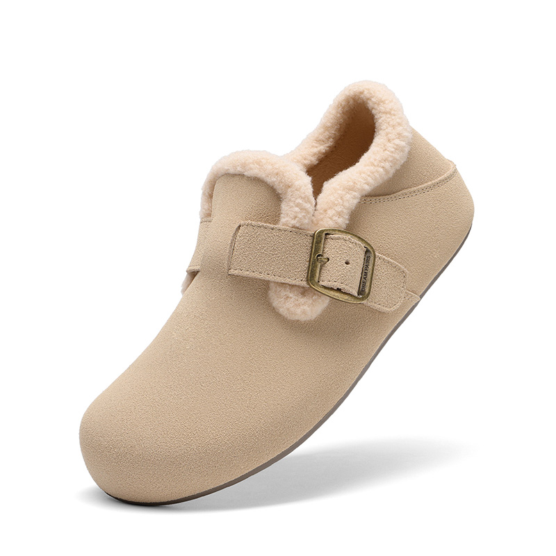 Women's Suede Faux Fur Lined Slippers with Arch Support | Cozy