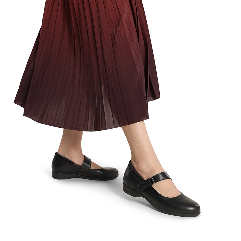 black dress with mary jane shoes Ortho+rest Women Mary Janes Bunions Shoes Orthopedic Dress Shoes Low Chunky Heels-Violet Black / 7 main image 1