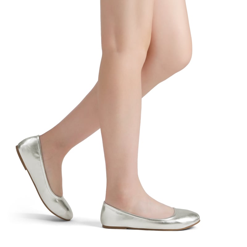 Silver flats womens shoes clearance
