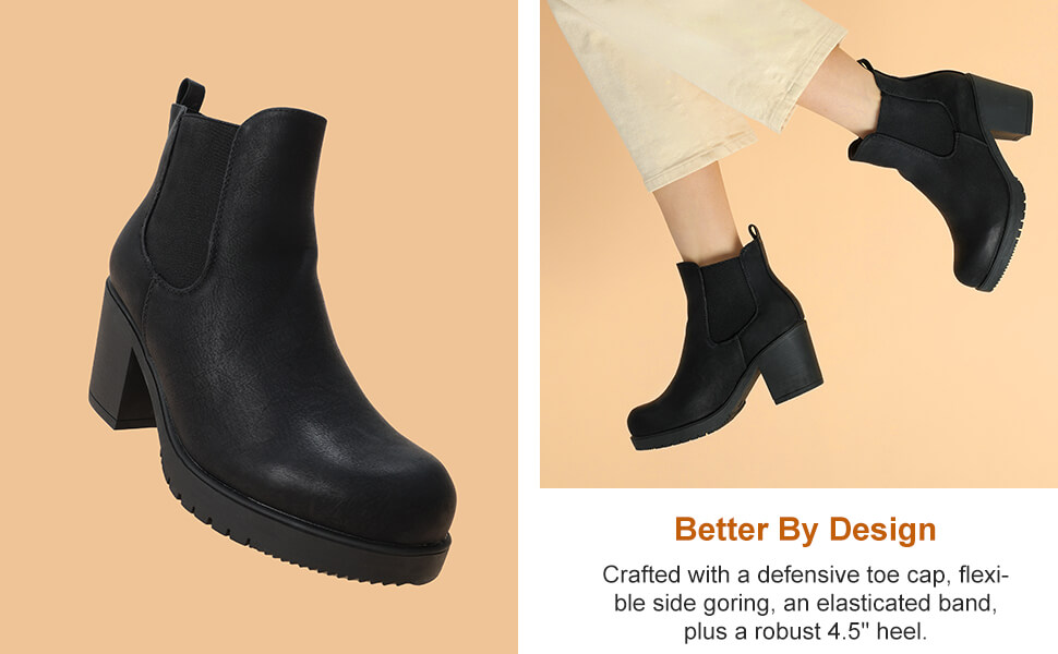 Chunky High Heel Chelsea Ankle Boots Dream Pairs