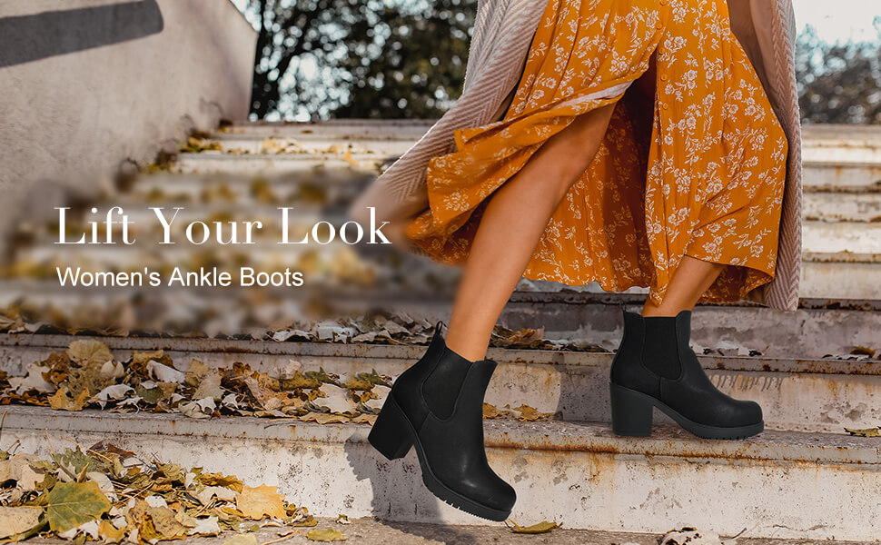 Chunky High Heel Chelsea Ankle Boots Dream Pairs