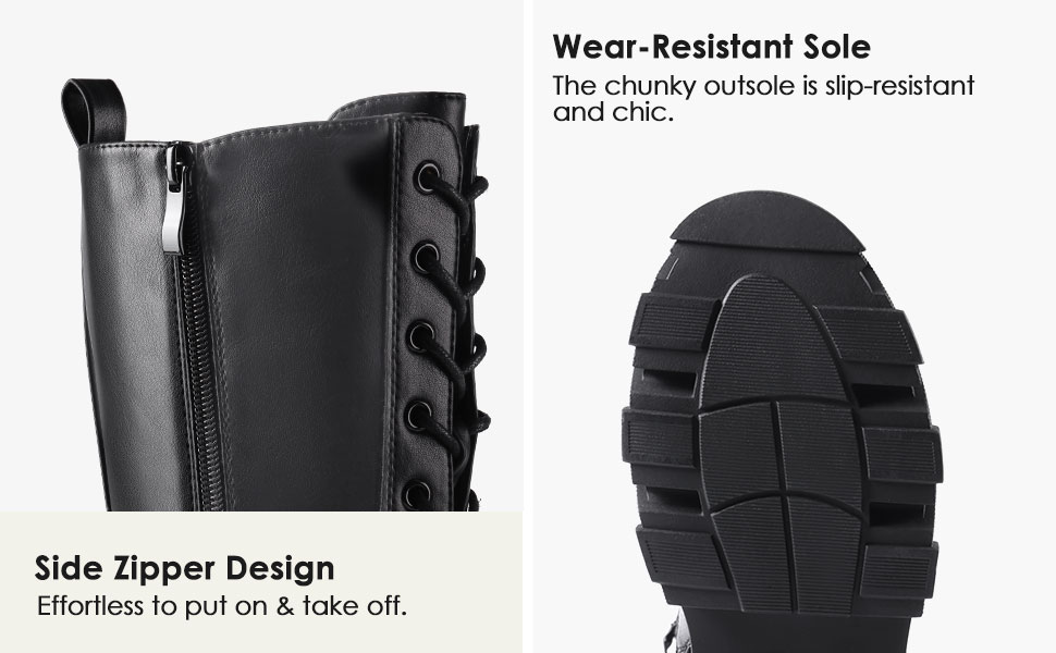 Lace Up Knee High Boots | Platform Chunky Boots-Dream Pairs