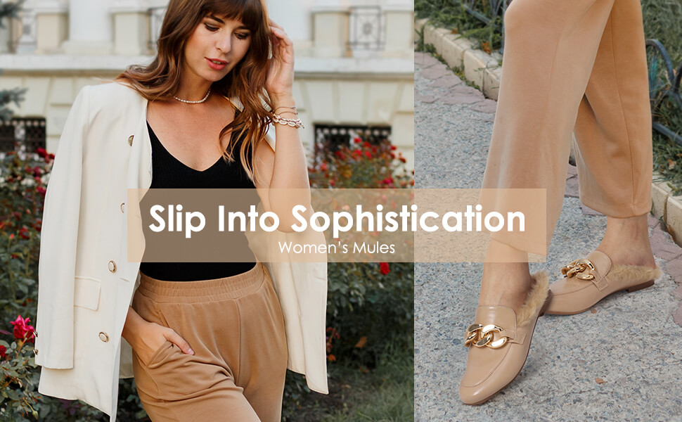 Fur Lined Mules | Women's Chain Mules-Dream Pairs