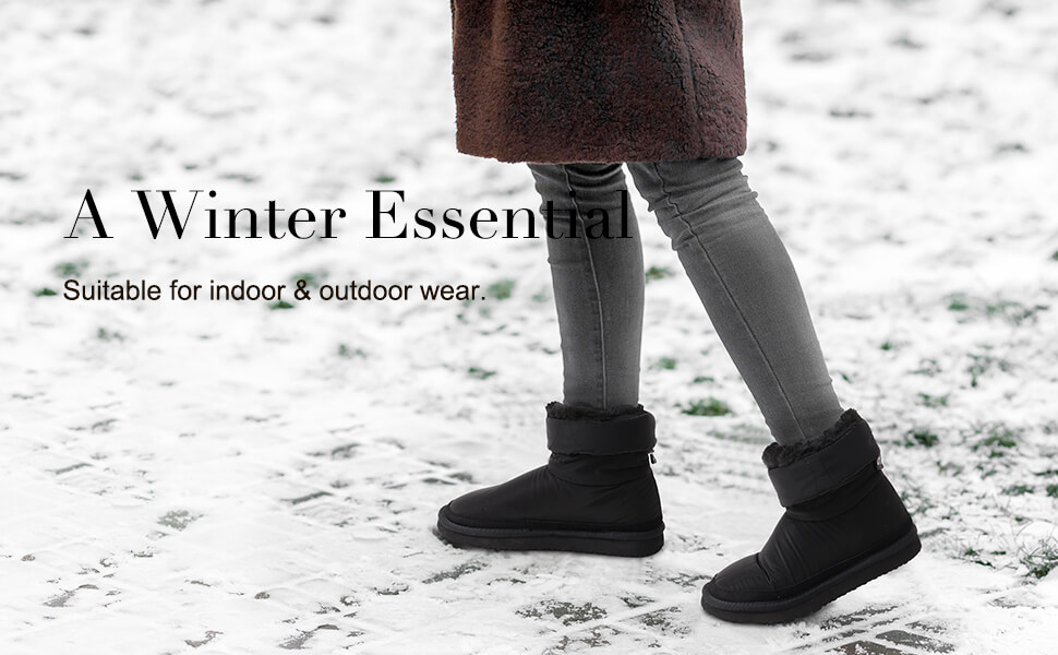 DREAM PAIRS Women's Winter Snow Boots - Faux Fur Lined, Slip-On Ankle Boots, Water Resistant For Cold Weather