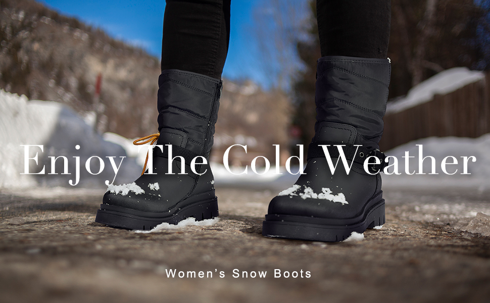 Women's Mid-Calf Snow Boots In Green, Black & Nude-Dream Pairs