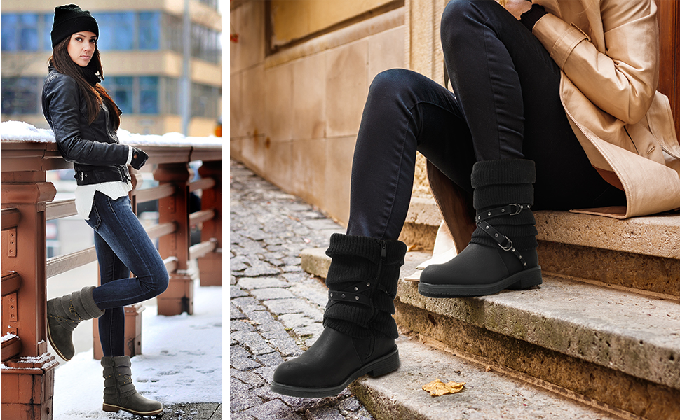 Women's Buckle Knee High Boots | Winter