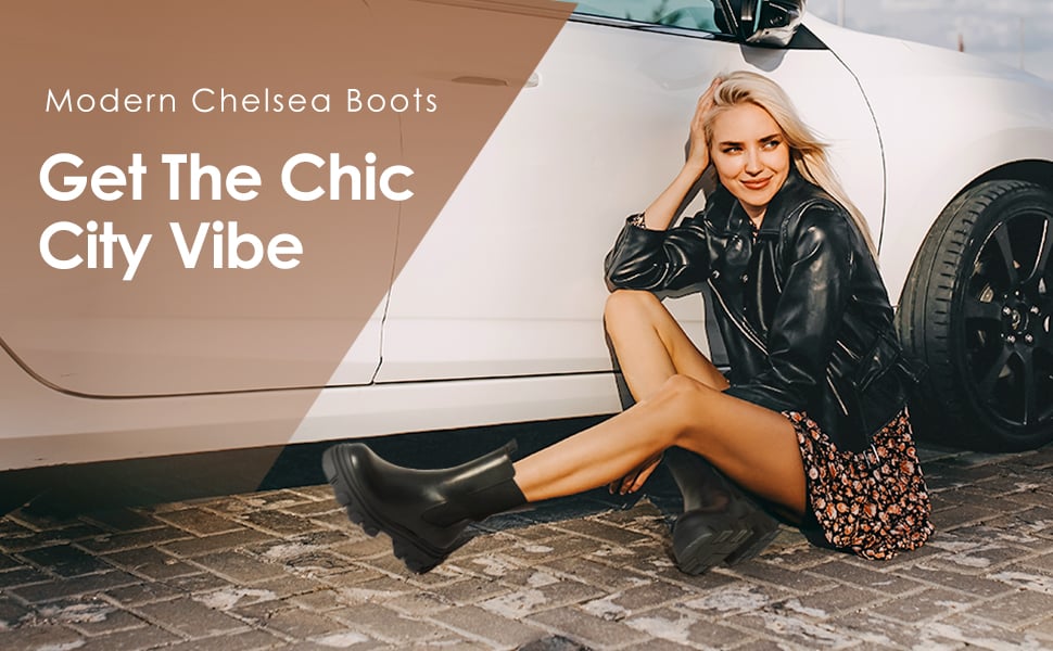 Chunky Platform Chelsea Boots | Mid Calf Ankle Boots-Dream Pairs