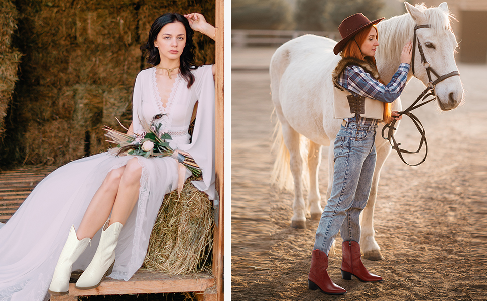 Chunky Cowboy Ankle Boots | Cowgirl Boots-Dream Pairs