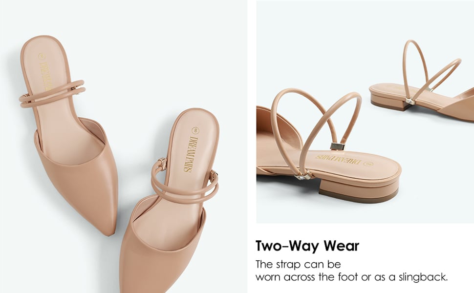 Pointed Toe Slip On Mules | Two-Way Flats-Dream Pairs