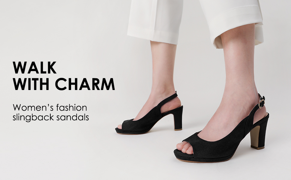 Peep toe slingback block heels hotsell