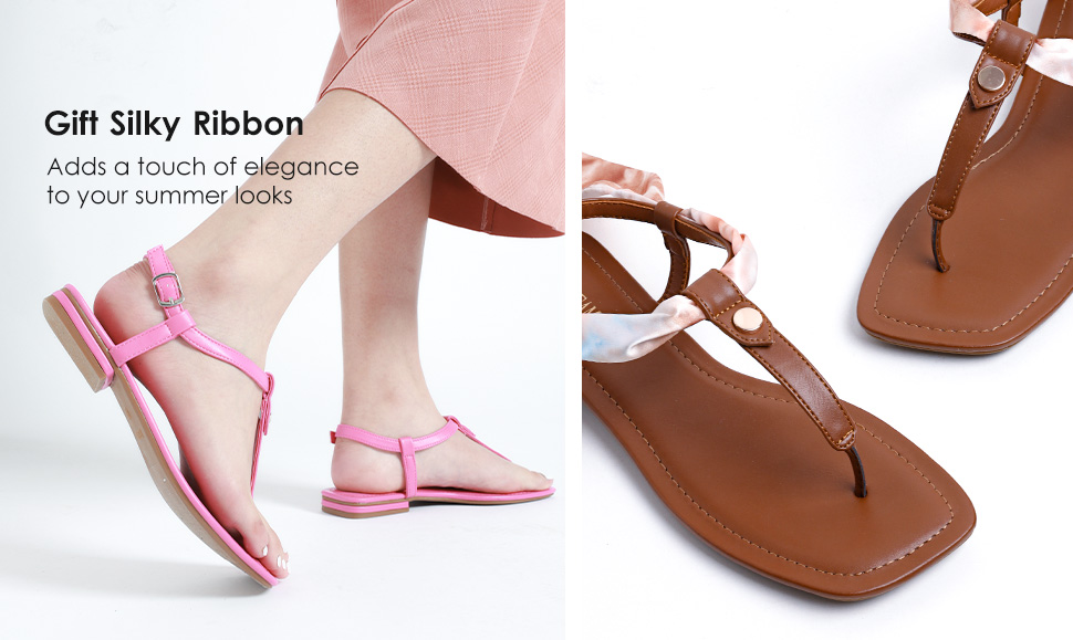 T-Strap Thong Flat Sandals-Dream Pairs