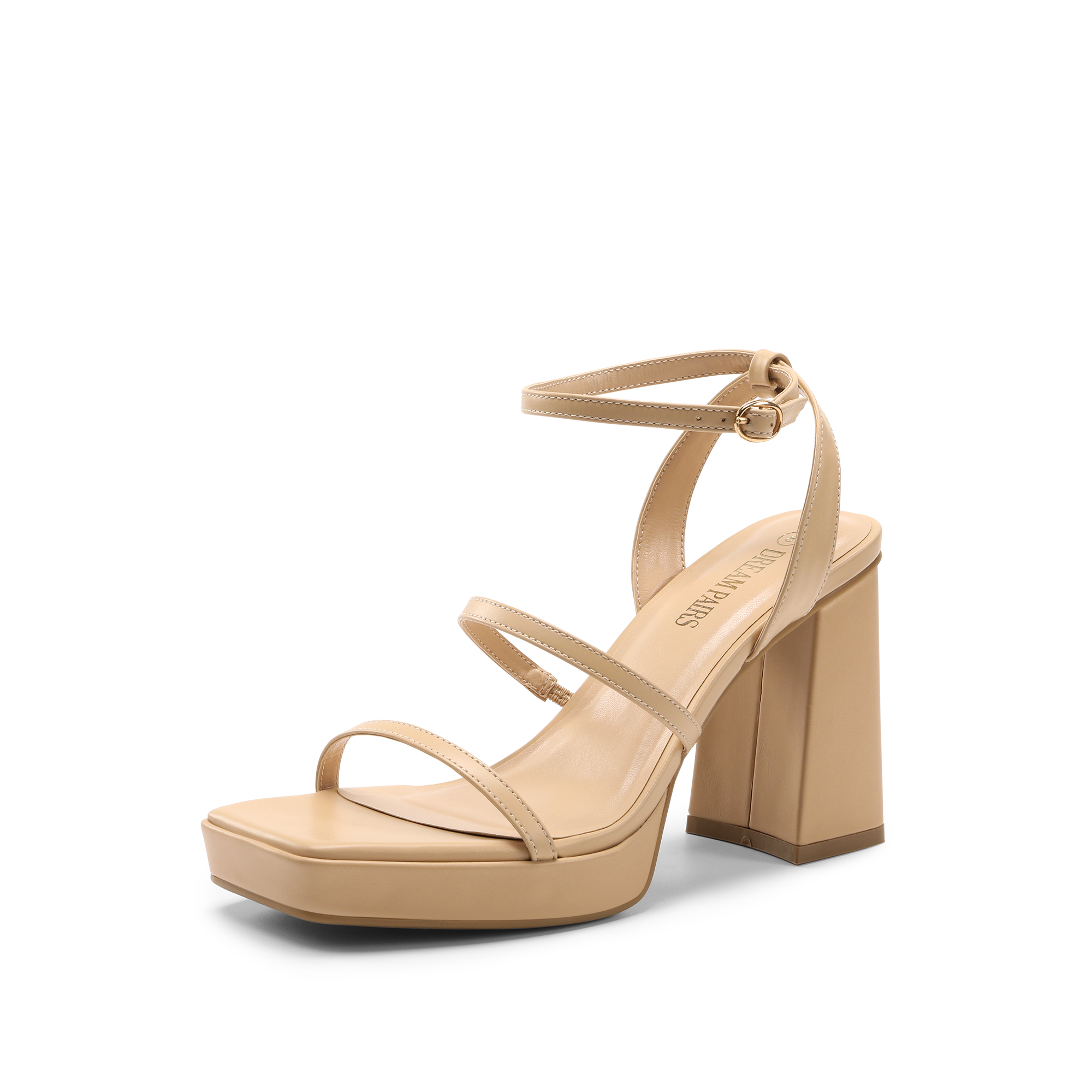Square-Toe Strappy Chunky Platform Sandals-Dream Pairs