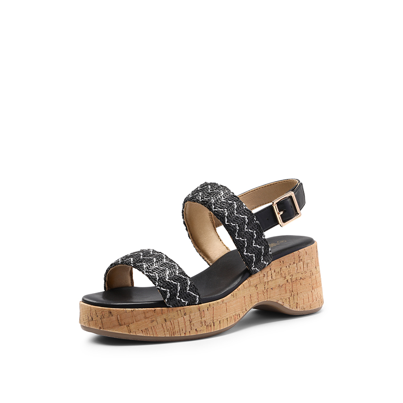 Double Buckle Platform Wedge Sandals main image 0
