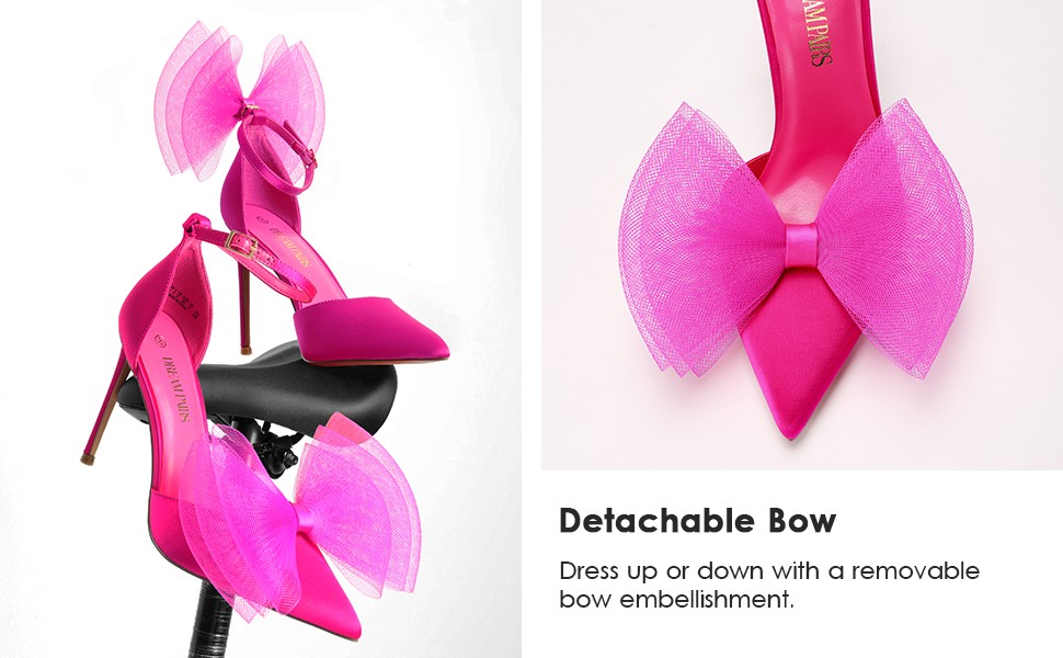 Pointed toe big bow stiletto shoes