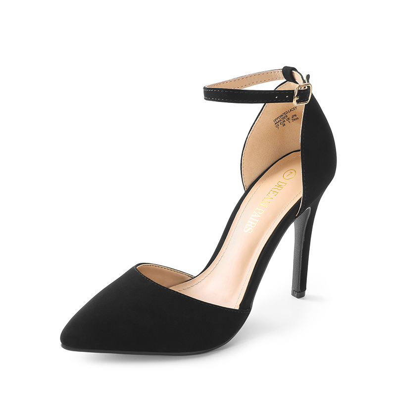 Black pointed strap heels online