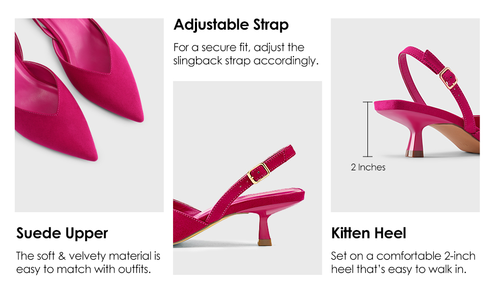 Kitten Low Heel Slingback Pumps-Dream Pairs