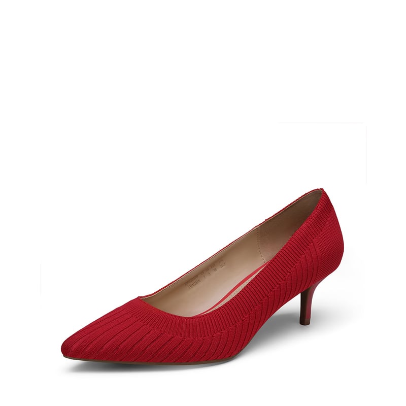 Pointed Toe Knitted Kitten Heel Pumps-RED KNITTING/US8.5