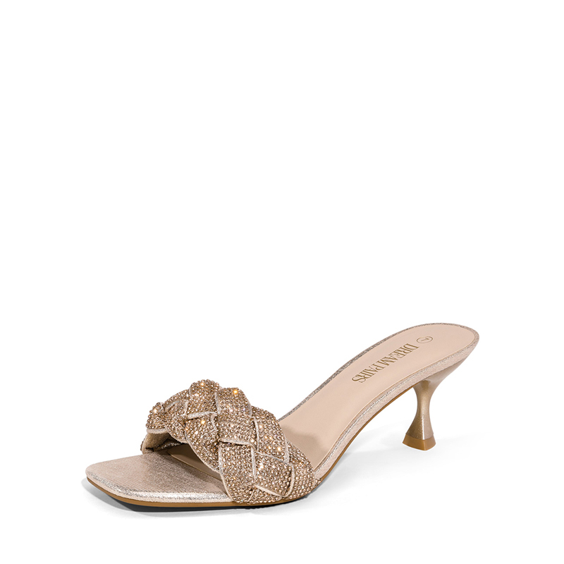 Rhinestone Kitten Heel Mules Dream Pairs