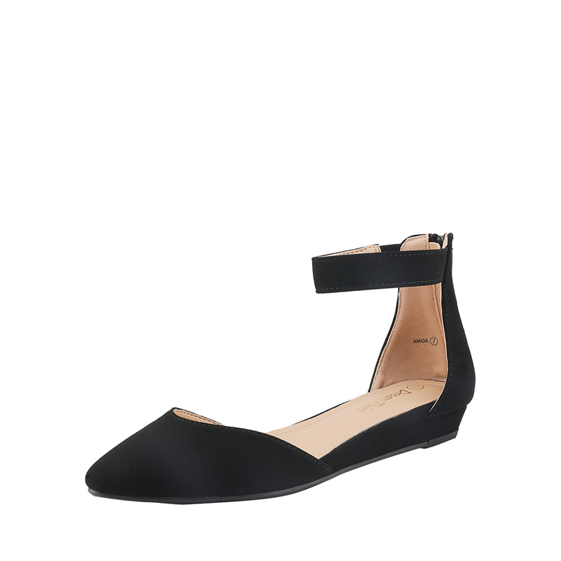 Women's Pointed-Toe Ankle Strap Flats-Dream Pairs
