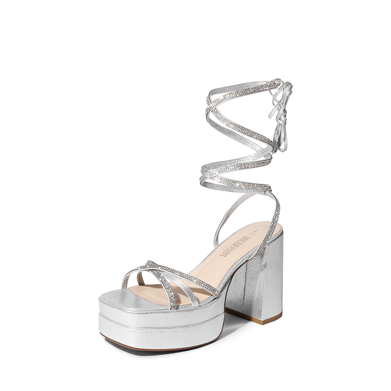 【即購入可能】theredthread S snake laceup to Adele lace-up crystal-embellished sandals in green - The
