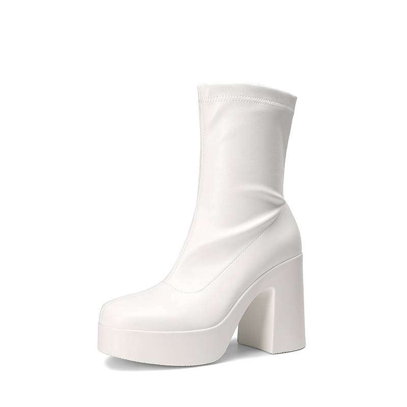 Square toe white ankle boots store