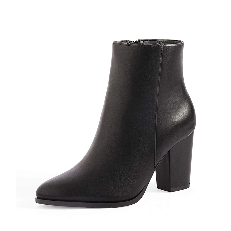 Ankle Boots Women Chunky Mid Heels Suede Pointed Toe