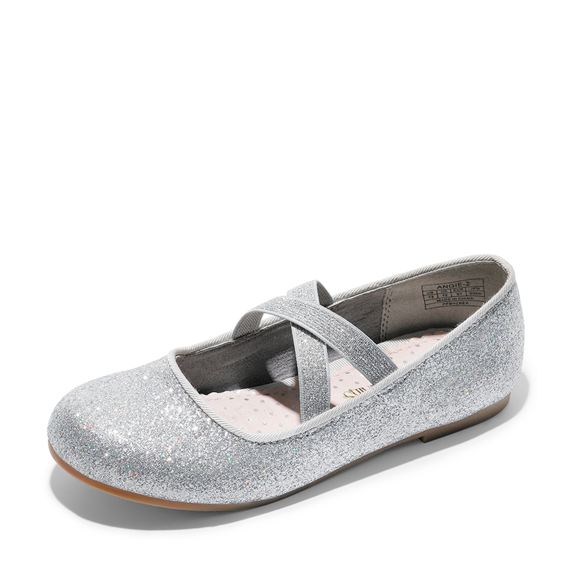 Girl's Rhinestone Ballerina Flats In Silver & Gold-Dream Pairs