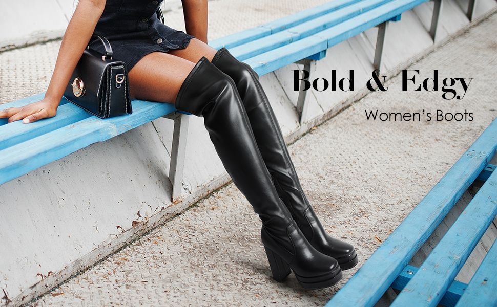 Women's Chunky Platform Gogo Boots-Dream Pairs