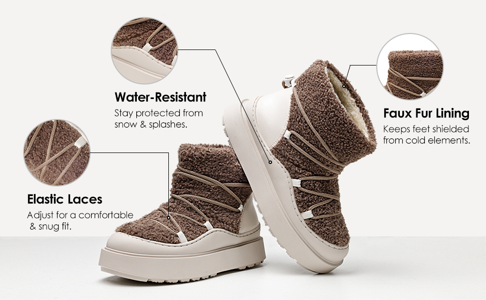 【THEAIRTOWN】did fur boots★ Women's Faux Fur Chunky Snow Boots-Dream Pairs
