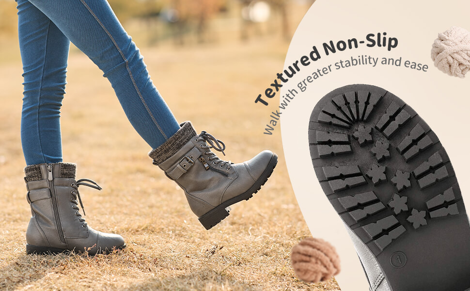 Girl's Mid Calf Combat Boots | Fur Lined Boots-Dream Pairs