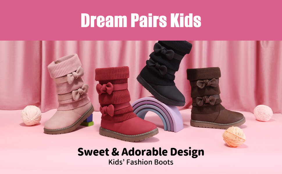 Girls' Mid-Calf Fuax Fur Winter Snow Boots -Dream Pairs