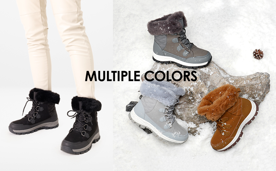 雪 Waterproof Lace-Up Winter Snow Boots