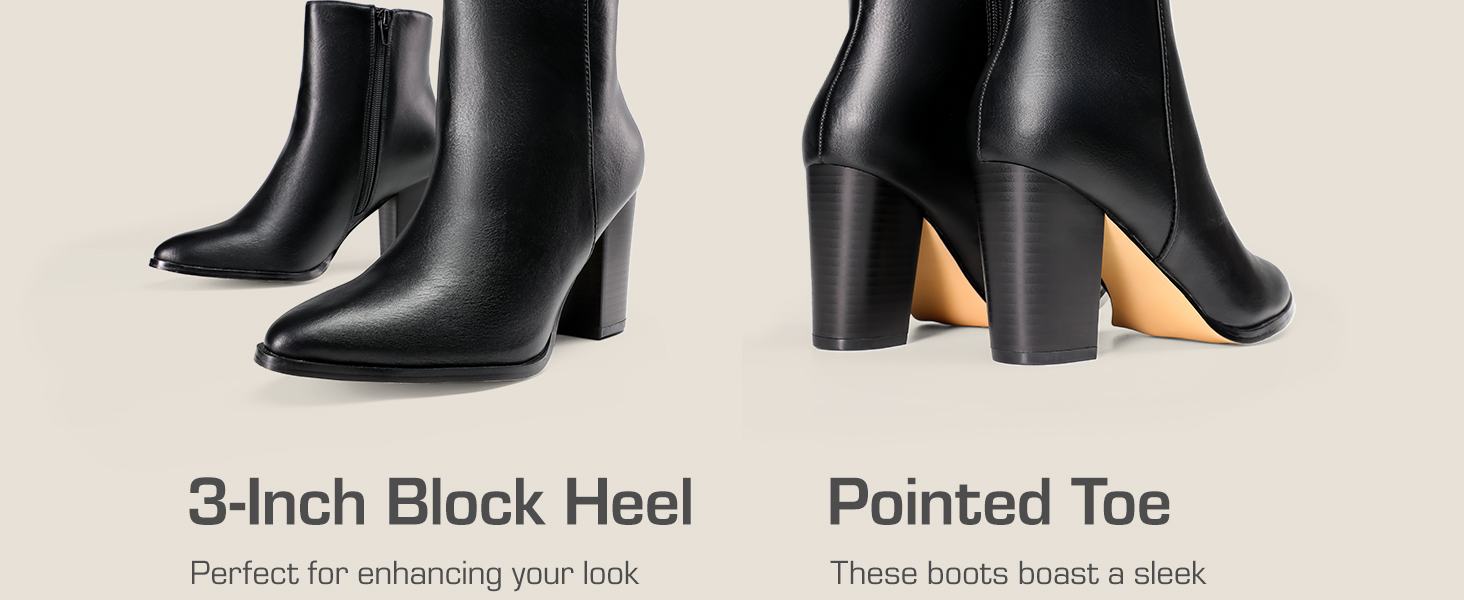 Chunky Heels Pointed Toes Suede Short Boots