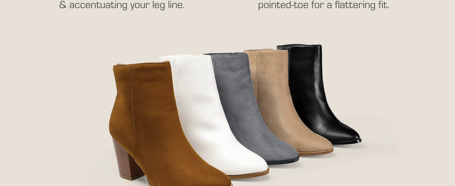 Women's Pointed Toe Thick Heel Ankle Boots (D38)D36)(BB1)(BB2)(WO4)(CD)