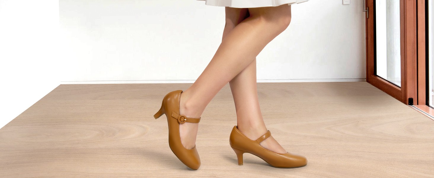 Mary Jane Pumps with 2-inch Kitten Heels 4-colors FAB-425