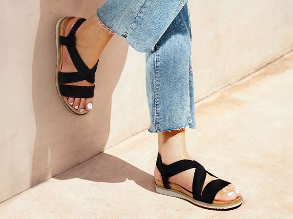 Elastic strap sandals sales