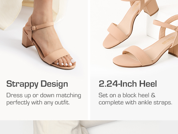 BLACK PU Women's One Strap Chunky Sandals-Dream Pairs