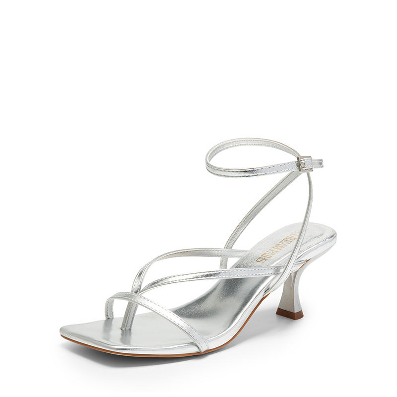 Silver strappy kitten heels 2025