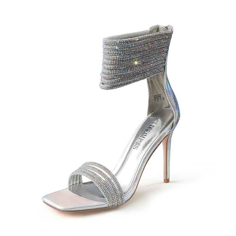 Sparkling Rhinestone Straps Heeled Sandals-dreampairs