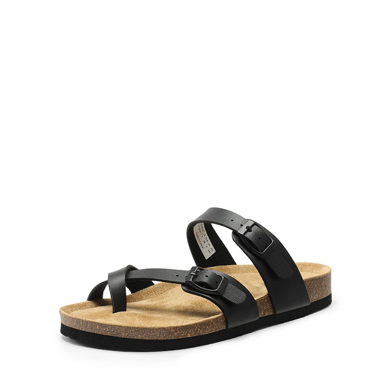 Buy Women's Arizona Cork Footbed Sandals - Slip On Slide Sandals For Women With Adjustable Crisscrossing Straps Slip On Slide Sandals For Women Ladies Low Heel Arch Support Black 10