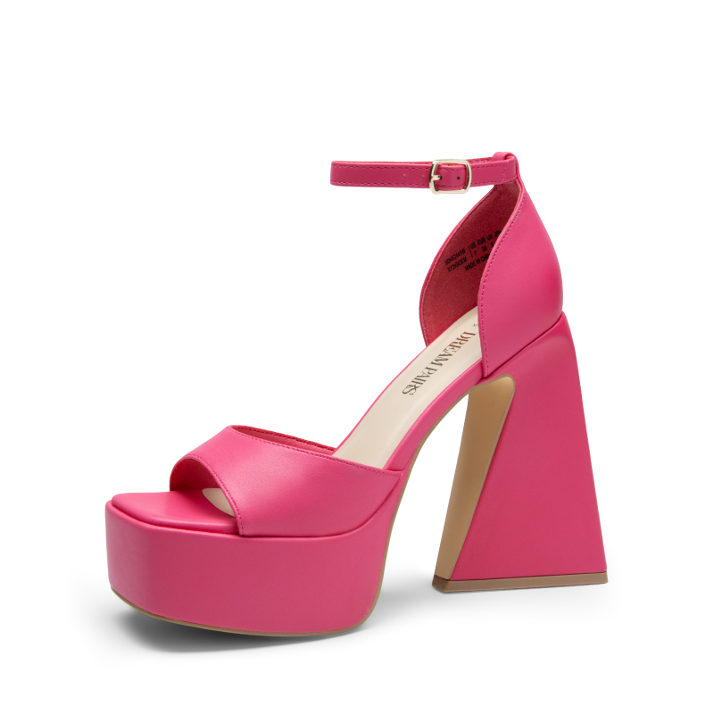 thumbnail image 2 of DREAM PAIRS Women's Chunk Heel Pump Sandals - 3 Inch Low Heel Rhinestone Wedding Shoes Nude Pink 2 of 12
