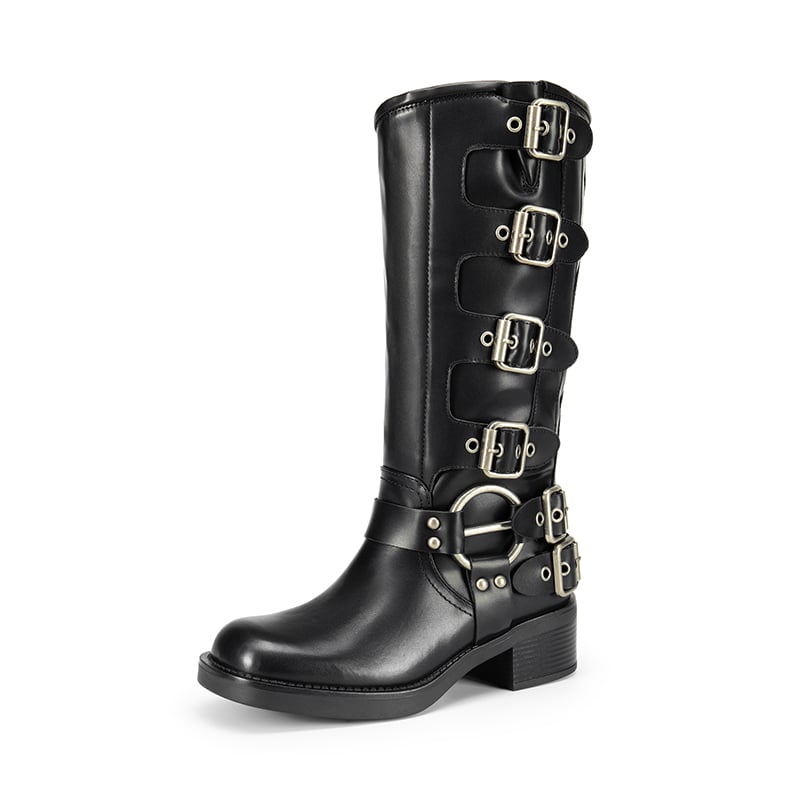 Women's Square Toe Motorcycle Boots-Dream Pairs