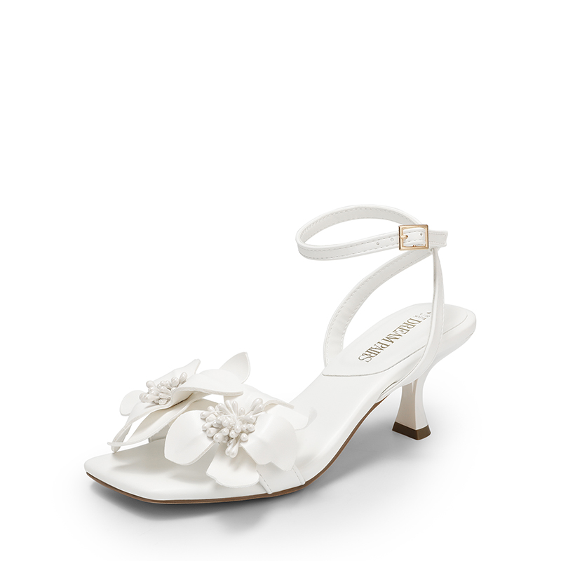 Women's Flower Kitten Heel Sandals-Dream Pairs